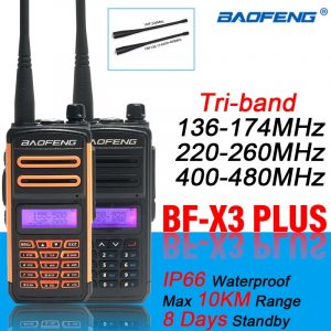 Tri-band Baofeng BF X3 Plus Long Range Walkie Talkie BF-X3 Plus Waterproof Ham CB Radio