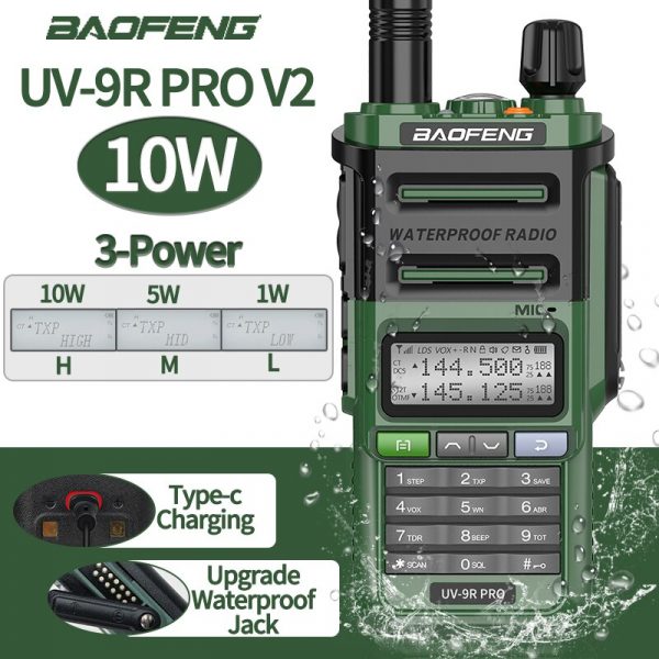 2023 Baofeng UV9R Pro V2 Waterproof IP68 10W Walkie Talkie