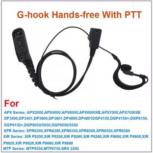 Motorola PTT G-hook Handsfree Headset for DP4800 MTP6550 XPR6500 APX6000 etc
