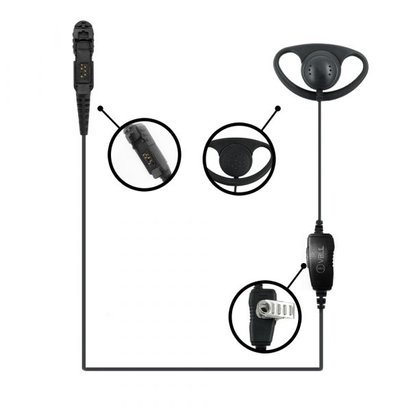 D Shape PTT Mic Earhook Earpiece for Motorola XPR3300 XPR3500 XPR3500e DEP500e DP2400 DP2600 - Image 3