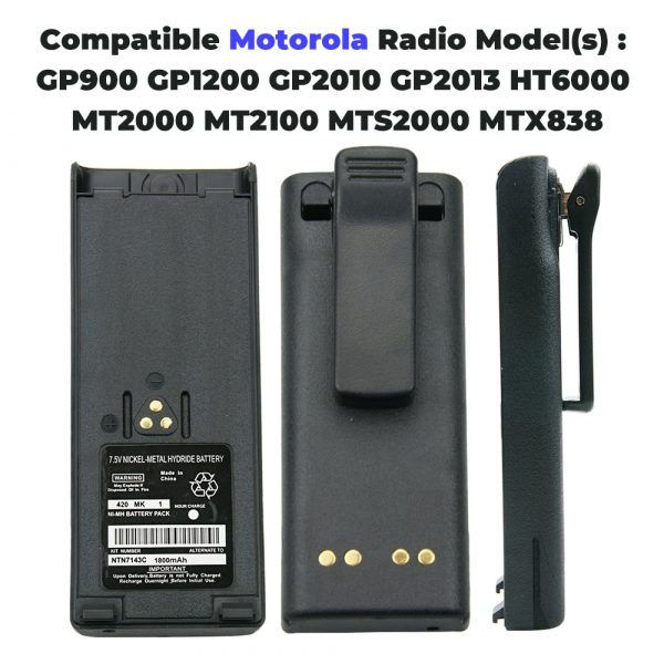 1800mAh Replacement NI-MH Battery With Belt Clip for Motorola GP900 GP1200 GP2010 GP2013 HT1000 HT6000 MT2000 MT2100 Radios - Image 3