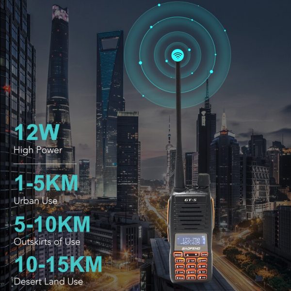 New Version BAOFENG GT-5 Powerful Long Range Walkie Talkie Portable FM Transceiver CB Ham Radio Dual Band uhf vhf Waterproof Two Way Radio - Image 4