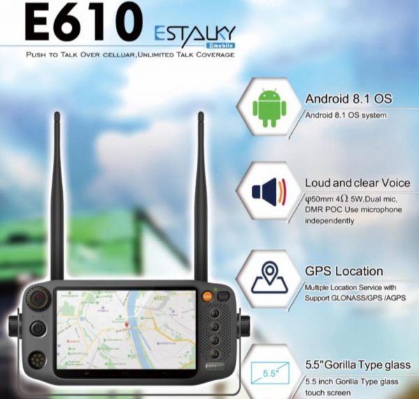 Estalky E610 4G WIFI Android Mobile Zello PTT Network Radio DMR POC Walkie Talkie