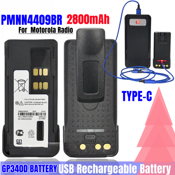 Motorola Radios Replacement Battery PMNN4409BR USB Rechargeable Battery Type-C