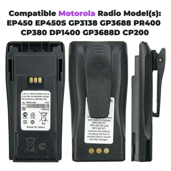 Motorola PMNN4496 Battery for Motorola EP450 EP450S GP3138 GP3688 PR400 Radio - Image 2