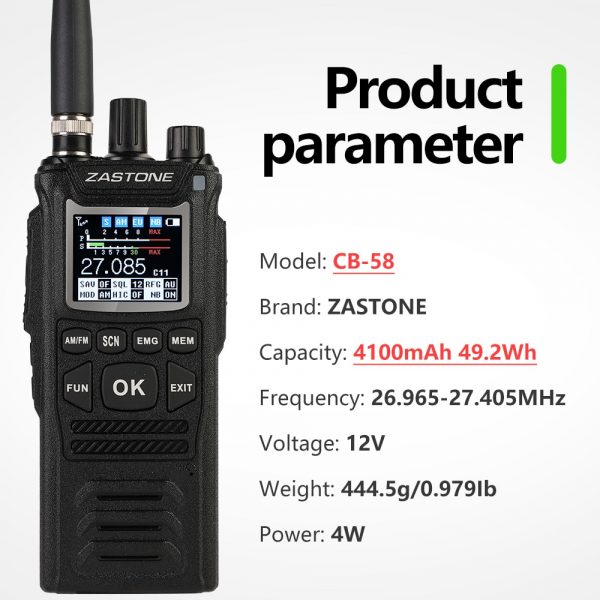 Zastone CB-58 27MHz FM AM Handheld HAM CB Radio - Image 2