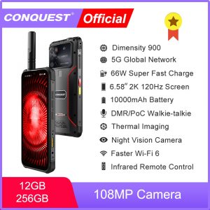 2023 New CONQUEST S23 5G DMR Smartphone108MP Camera 12GB 256GB 66W Thermal Imaging Night Vision  IP68 Waterproof Mobile Phone