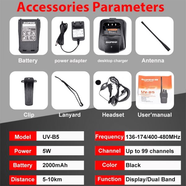 BaoFeng UV-B5 Double Frequency VHF UHF Walkie Talkie Baofeng B5 Small Portable Radio Mini LCD Screen - Image 4