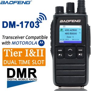Baofeng DMR DM-1703 Walkie Talkie VHF UHF Dual Band Compatible with Motorola Dual Time Slot Tier 1&2 Digital/Analog Radio