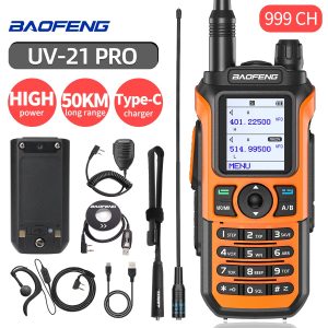 Baofeng UV-21 Pro 10W Walkie Talkie Long Range Portable Ham Radios Type-c Amateur Two-Way Radio UHF VHF For Hunting