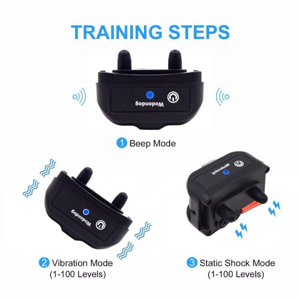 Dog Training Collar with Remote Transmitter Electric Shock collar Vibration sound Light Modes Waterproof Bark Collar - Image 2
