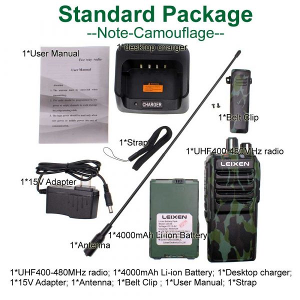 Super Long Distance Walkie Talkie LEIXEN NOTE  25W Camouflage Black UHF 4000mAh Ham Radio - Image 5