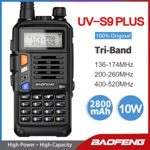 BaoFeng UV-S9 PLUS Tri-Band 10W Powerful Two Antennas VHF UHF 136-174Mhz/220-260Mhz/400-520Mhz 10km Long Range Ham Portable Radio