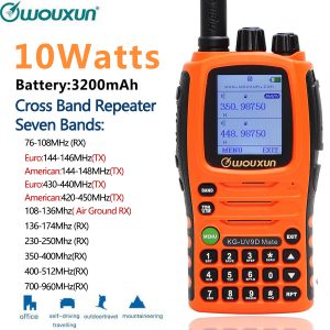 Orange Wouxun KG-UV9D Mate 7bands/Air Band 10W 3200mAh Battery Cross band Repeater Portable Radio Upgrade KG-UV9D Plus Walkie Talkie