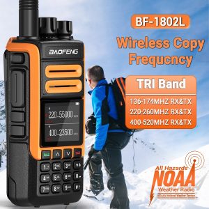 BAOFENG BF-1802L High Power Tri-Band Walkie Talkie Long Range NOAA Weather Wireless Copy Frequency Two Way Radio UV-5R K5 For Hunting