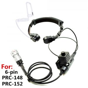 PRC152 Walkie Talkie U94 Neck Throat Mic Earpiece Radio Tactical Headset for TRI TCA/AN PRC-148 PRC152 Walkie Talkie 6-PIN
