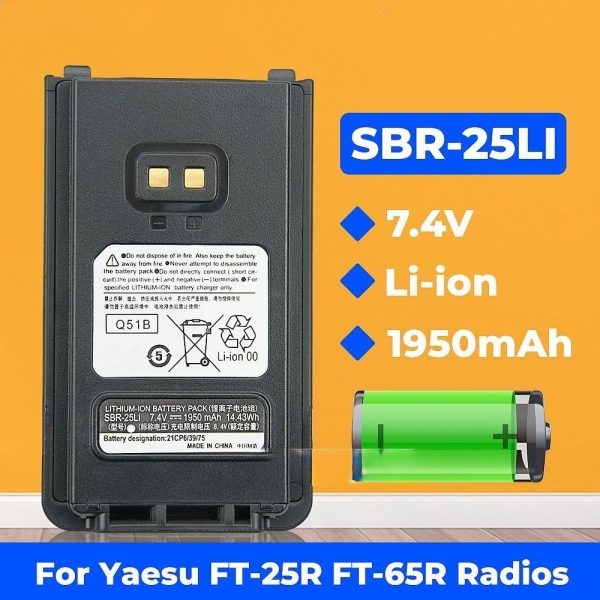 Spare Battery for Yaesu FT-25R FT 25R FT-65R FT 65R Two Way Radios SBR-25Li/SBR-26Li 1950mAh/2600mAh Batteries - Image 3