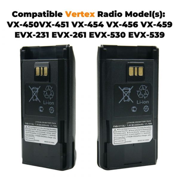2400mAh 7.4V FNB-V112 FNB-V113Li Battery for Vertex Standard VX-450 VX-451 VX-454 VX-459 Two Way Radio Battery with Belt Clip - Image 3