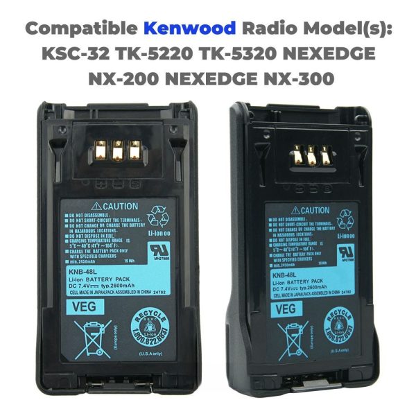 2600mAh KNB-48L Li-Ion Battery for Kenwood NX-200 NX-300 TK-5220 TK-5320 Portable Radio Replacement Battery (KNB-47L) - Image 2
