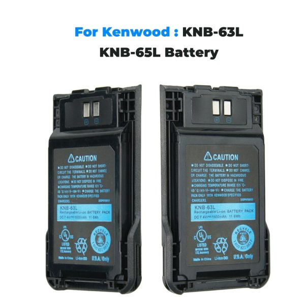2X Replacement 1600mAh Li-ION Battery for Kenwood KNB-63L KNB-65L TK-2000K TK-3000K TK-U100 etc Two way Radio with Belt Clips - Image 2
