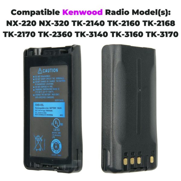 KNB-55L 1500mAh Li-Ion Battery Replacement for Kenwood TK-3360 TK-3160 TK-2170 KNB-57L TK-3173 TK-3170 NX-320 TK-2160 Two way Radios - Image 2