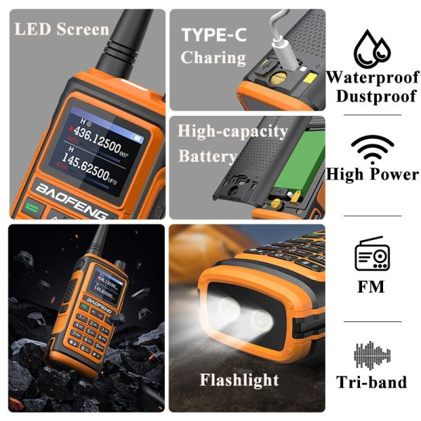 Baofeng UV-17 Plus V2 Walkie Talkie 10W Tri-Band 220-260mhz Wireless Copy Frequency Type-C Charge NOAA Waterproof FM Double Lamp - Image 2