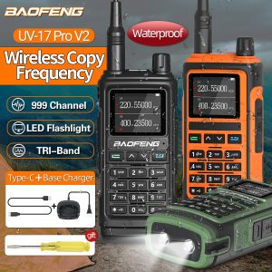 Baofeng UV 17 Pro V2 Wireless Copy Frequency Walkie Talkie 16 KM Long Range Waterproof Flashlight Type-C Charger Ham Radio UV 5R