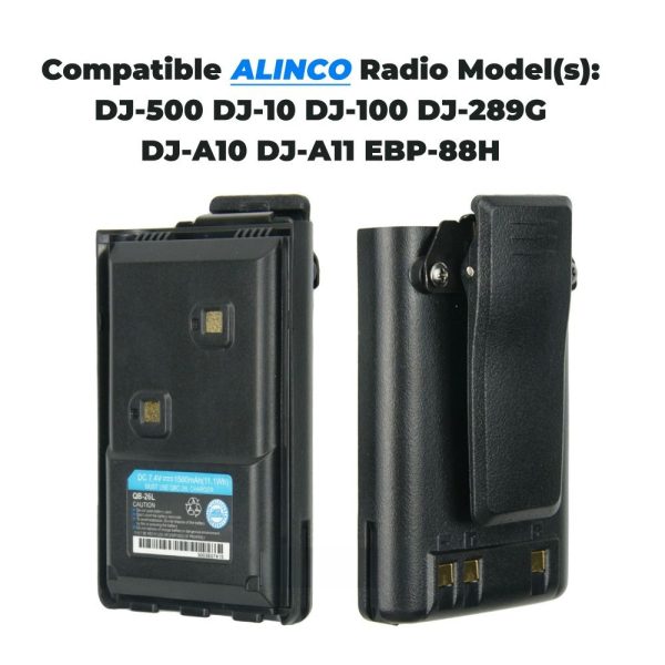 QB-26L 1500mAh Replacement Battery with belt clip for ALINCO DJ-500 DJ-10 DJ-100 DJ-289G DJ-A10 DJ-A11 DJ-A41 DJ-W100 DJ-W500 DJ-MD5 EBP-88H - Image 2