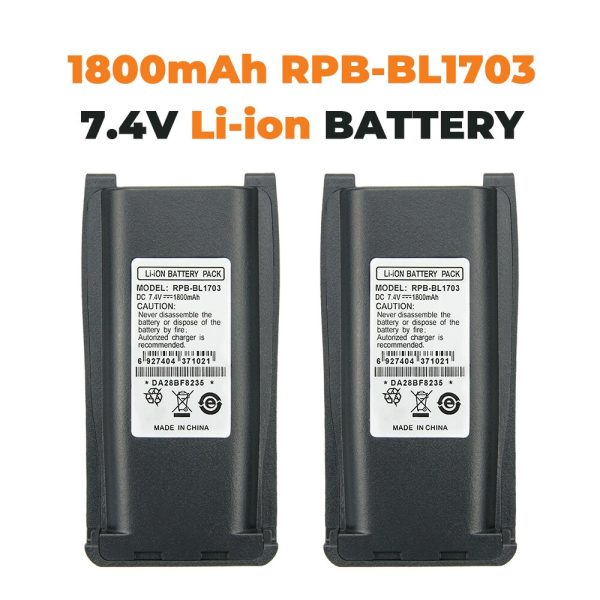2X Replacement Battery for HYT RPU7500 RPV7500 PN BH1801 BL1703 BL1703Li BL2102 BL1703