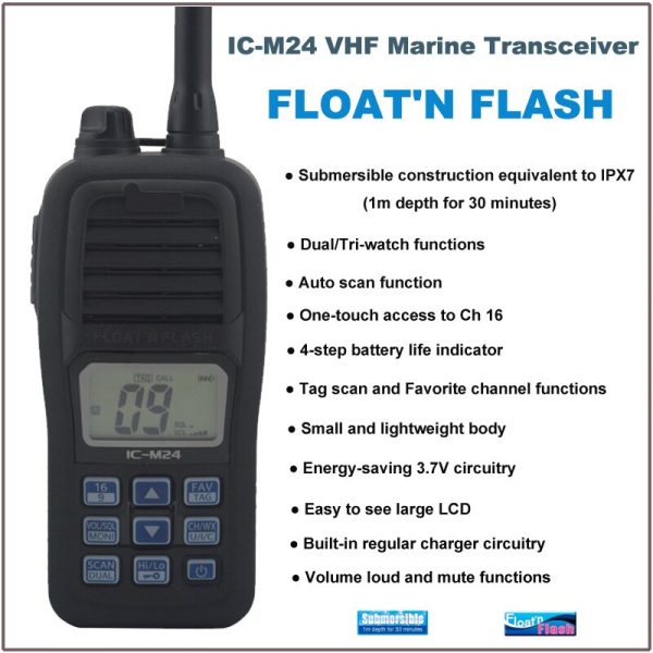 FLOAT'N FLASH ICOM IC-M24 VHF Marine Transceiver - Image 2