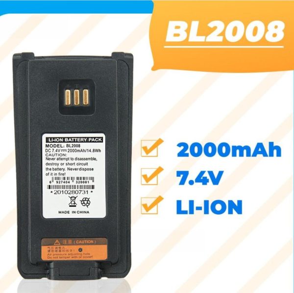 2000mAh BL2008 Battery for Hytera PD700/700S PD780 PD780G PD880 PD980 PD980(Thick) Radio Rapid Battery Charger