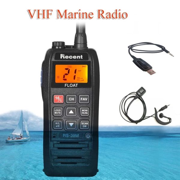 Recent RS-39M VHF Marine Band IP-X7 Waterproof Handheld Walkie Talkie Transceiver Two Float Boat Vessel Talk Two Way Radio