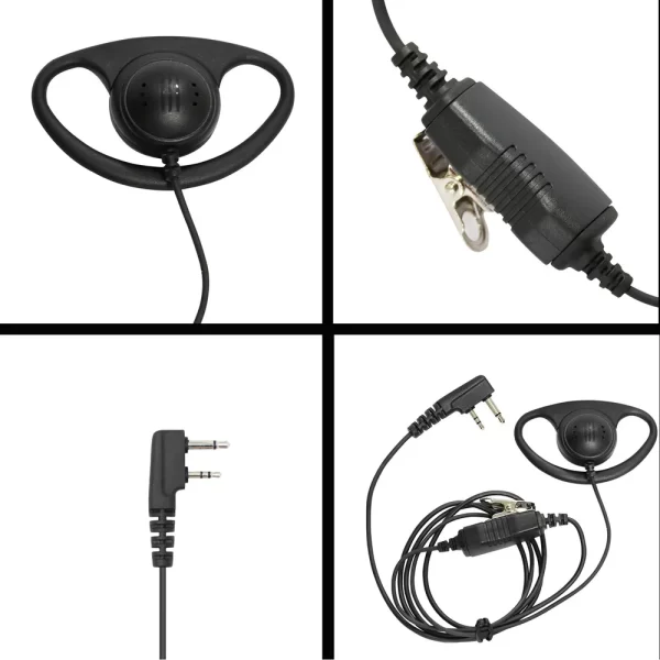 D Shape Ear Hook Earpiece with PTT Mic for ICOM IC-F3011 F4011 F3001 F4001 F1000 F2000 F321 F4210 F3230 Radio - Image 3