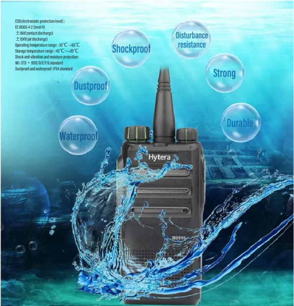 Hytera BD510 Double Time Slot VOX Wide Band IP54 Waterproof Dustproof and Shockproof Digital-Analog Compatibility Walkie Talkie - Image 6