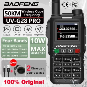 2024 Baofeng UV-G28 PRO 10W Walkie Talkie Waterproof Long RangeUHF VHF Four Band Portable Radio