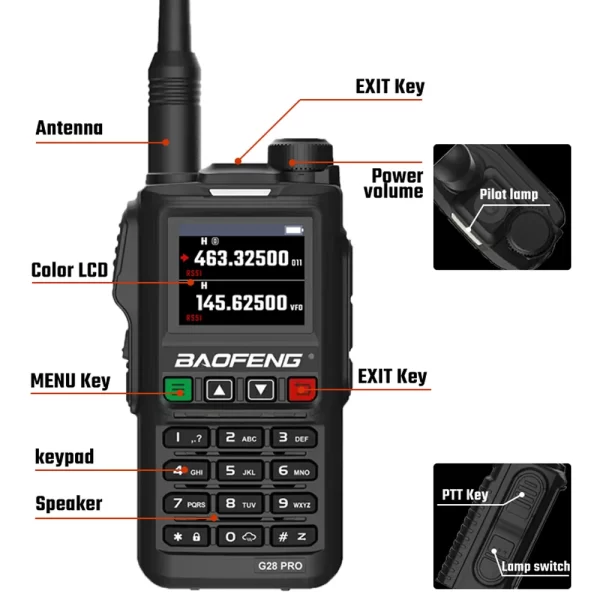 2024 Baofeng UV-G28 PRO 10W Walkie Talkie Waterproof Long RangeUHF VHF Four Band Portable Radio - Image 6