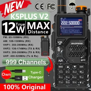BF-K5 PLUS BAOFENG BF-K5plus NEW ARRIVAL UV-K5/UV-K6 Upgraded Version High Power/Long Range/Long Standby 12W High Capacity AM FM Two Way Radio Full Band