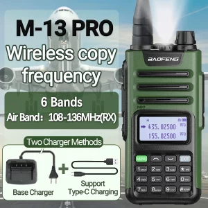 BaoFeng M-13 Pro AM FM Walkie Talkie Long Range Two Way Transceiver Ham Radio Wireless Copy Frequency Type-C UV 13 Pro Radio