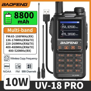 BaoFeng UV-18 PRO Multi Band 10W Walkie Talkie Wireless Copy Frequency Type-C Long Range NOAA 999CH Ham Two Way Radio
