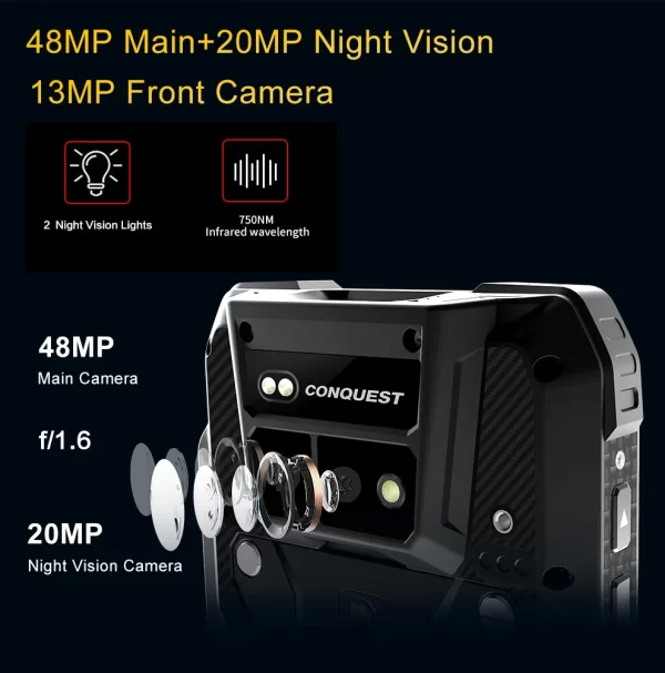 CONQUEST S29 EAC GOST Certificate IP68 Waterproof 5G Rugged Smartphone Mobile Phone Fingerprint Face Unlock Android Phone - Image 3