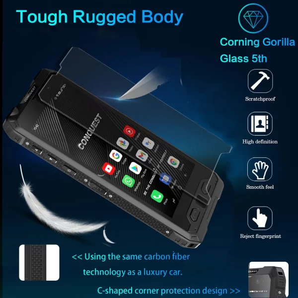CONQUEST S29 EAC GOST Certificate IP68 Waterproof 5G Rugged Smartphone Mobile Phone Fingerprint Face Unlock Android Phone - Image 6