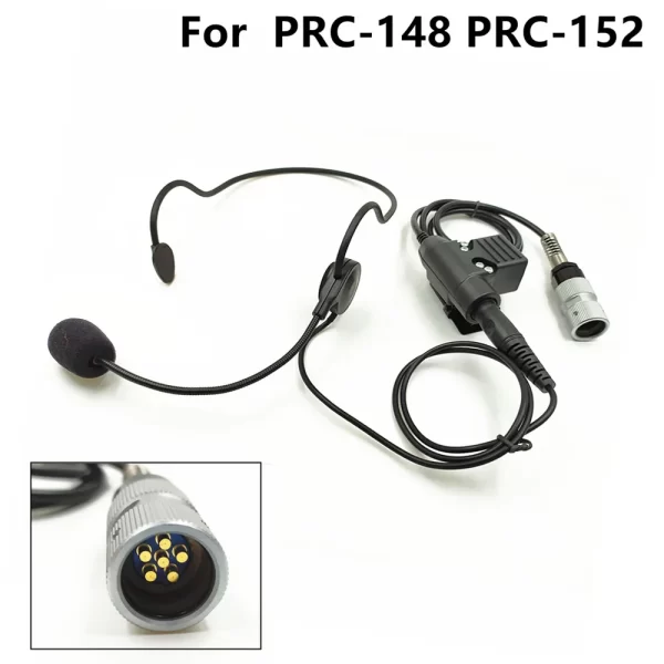 Headset for PRC-148 PRC-152 Walkie-talkie, 6-pin U94 PTT Head mounted tactics headphone