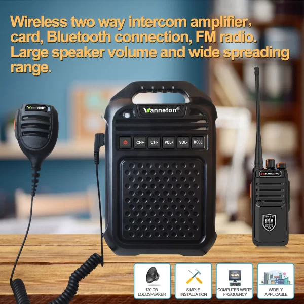 Walkie talkie UHF 400-470MHz Wireless two way intercom amplifier Remote Speaker Microphone TF Card Bluetooth-compatible connection Radio - Image 4