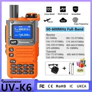 Orange UV K6 Quansheng Walkie Talkie 5W Air Band USB Type-C UHF VHF DTMF Wireless Frequency NOAA UV-K58 AM FM Ham Two Way Radio