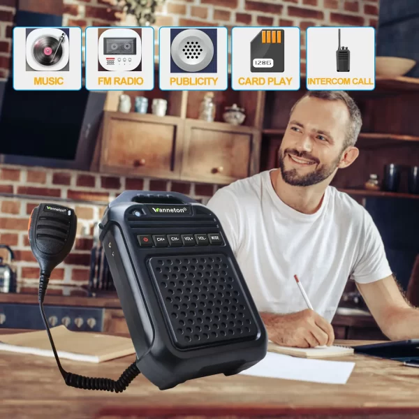 Walkie talkie UHF 400-470MHz Wireless two way intercom amplifier Remote Speaker Microphone TF Card Bluetooth-compatible connection Radio