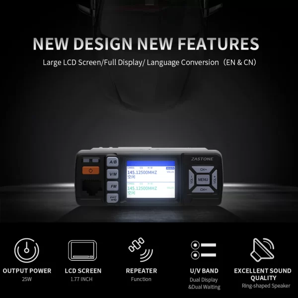 Zastone Z318 Dual-band UHF VHF Mini Vehicle Two way Radio - Image 2