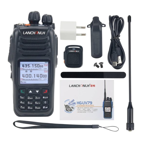 LANCHONLH HG-UV79 Bluetooth Walkie Talkie 10W Amateur  Dual-Band VHF UHF Radio Handheld TransceiverHam Radio Station with Air Band Receive Color LCD Finger PTT Motorcycle - Image 2