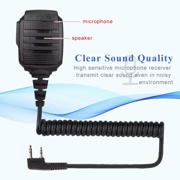 IP54 Waterproof Microphone Walkie Talkie Tangent Mic Shoulder Speaker PTT for Baofeng UV-5R Quansheng UV K5 UV K6 - Image 3