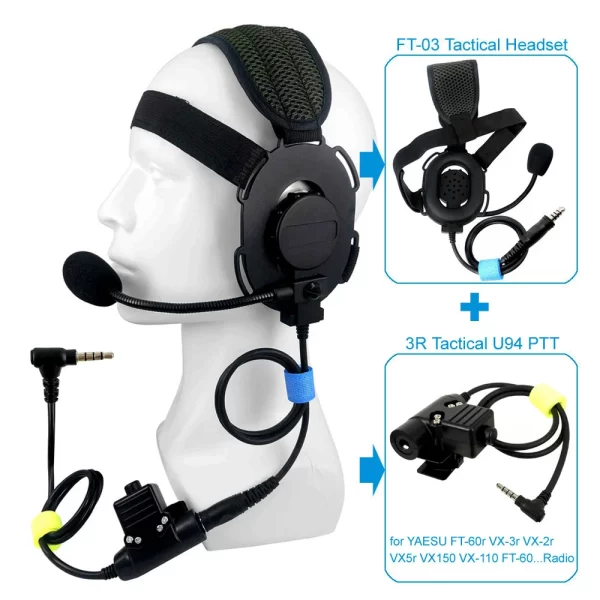 Tactical U94 PTT Earphone Headset for YAESU FT-60r VX-3r VX-2r VX5r VX2r VX150 VX-110 FT-60 FT1DR FT2DR Walkie Talkie FT-03 - Image 3