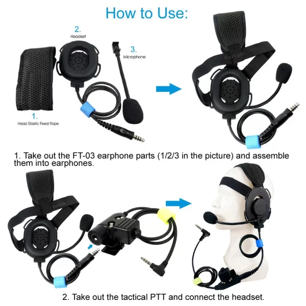 Tactical U94 PTT Earphone Headset for YAESU FT-60r VX-3r VX-2r VX5r VX2r VX150 VX-110 FT-60 FT1DR FT2DR Walkie Talkie FT-03 - Image 5